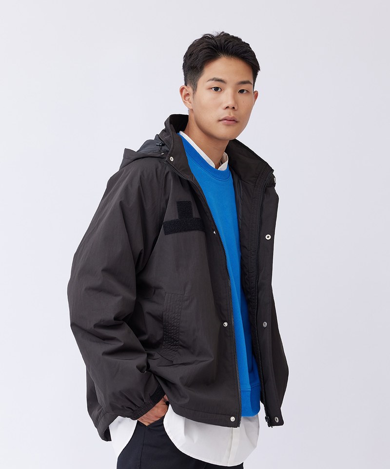 防潑水立領連帽鋪棉外套