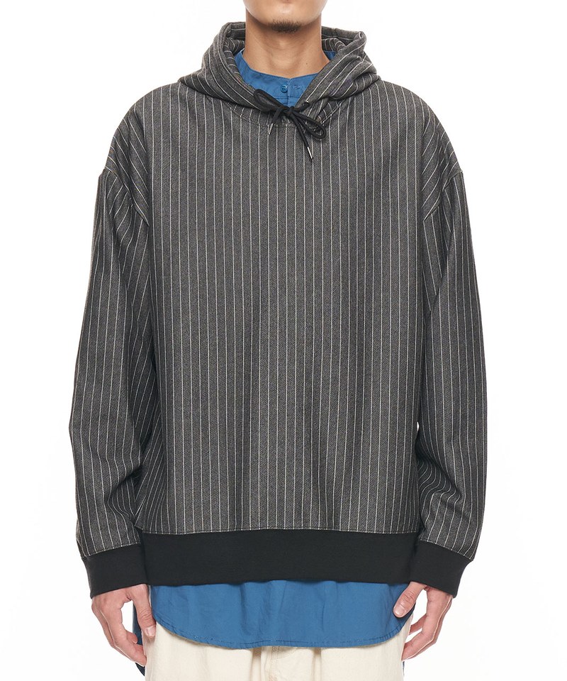 條紋內刷毛帽TEE