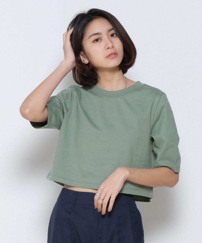 女款重磅五分袖短版TEE