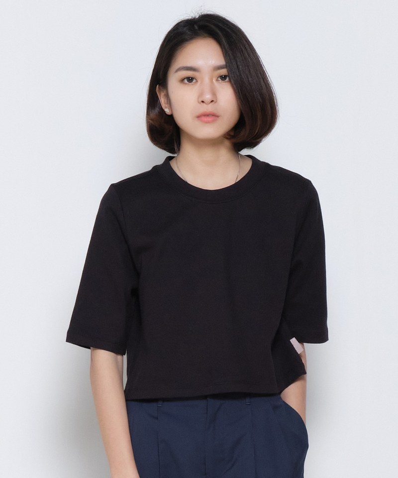 COP0047 女款重磅五分袖短版TEE