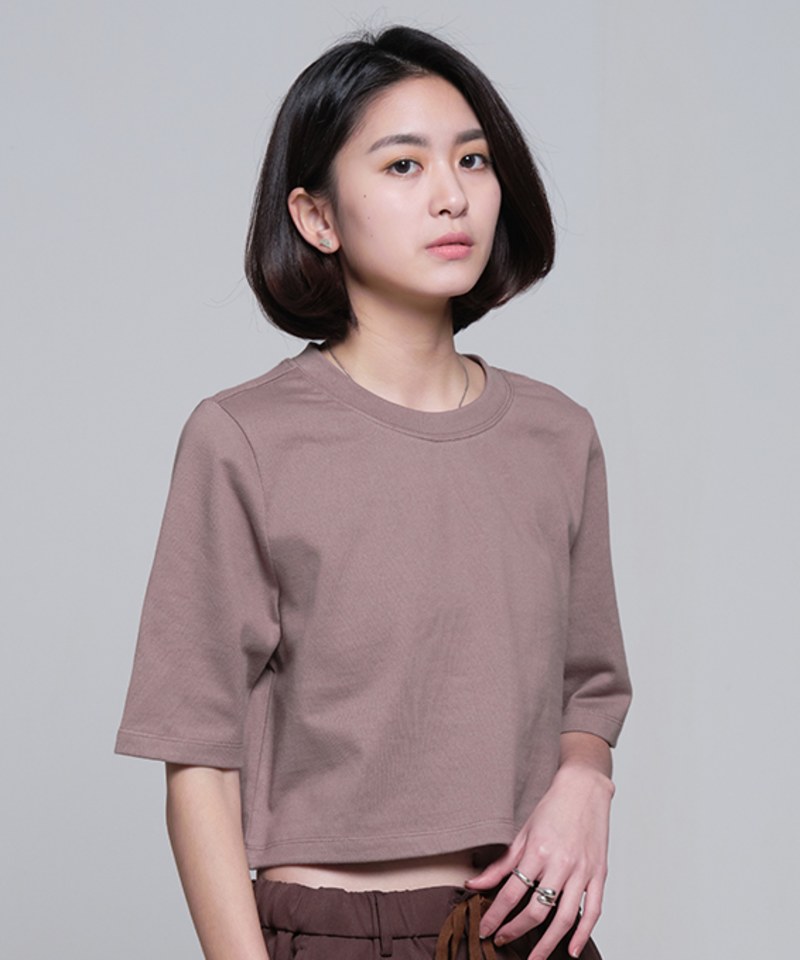 女款重磅五分袖短版TEE