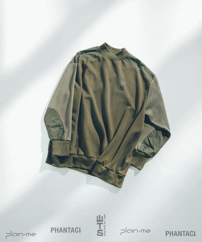 PHANTACi X plain-me WTS 中高領拼接大學Tee