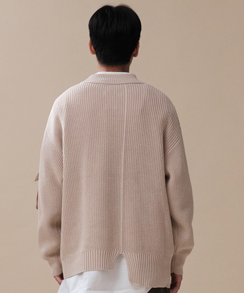 mouggan X plain-me異材質口袋細節毛衣