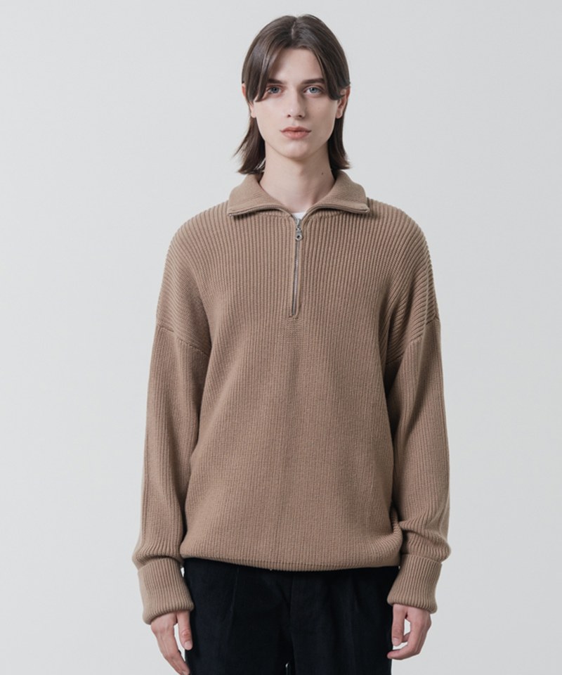 毛混紡針織套頭衫 HEAVY WEIGHT WOOL HALF ZIP-UP KNIT