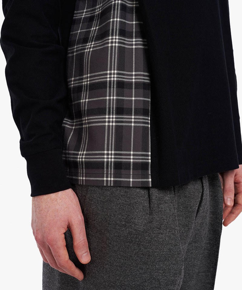 M4575 TARTAN PANEL LS POLO SHIRT 格紋拼接長袖POLO衫