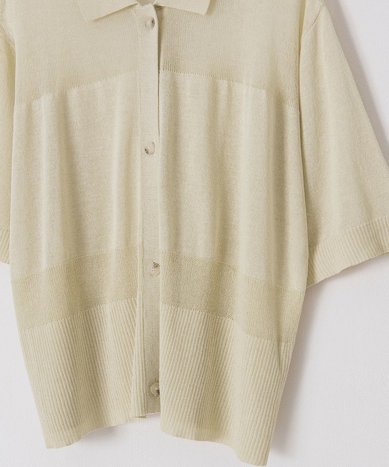 簍空針織五分袖襯衫