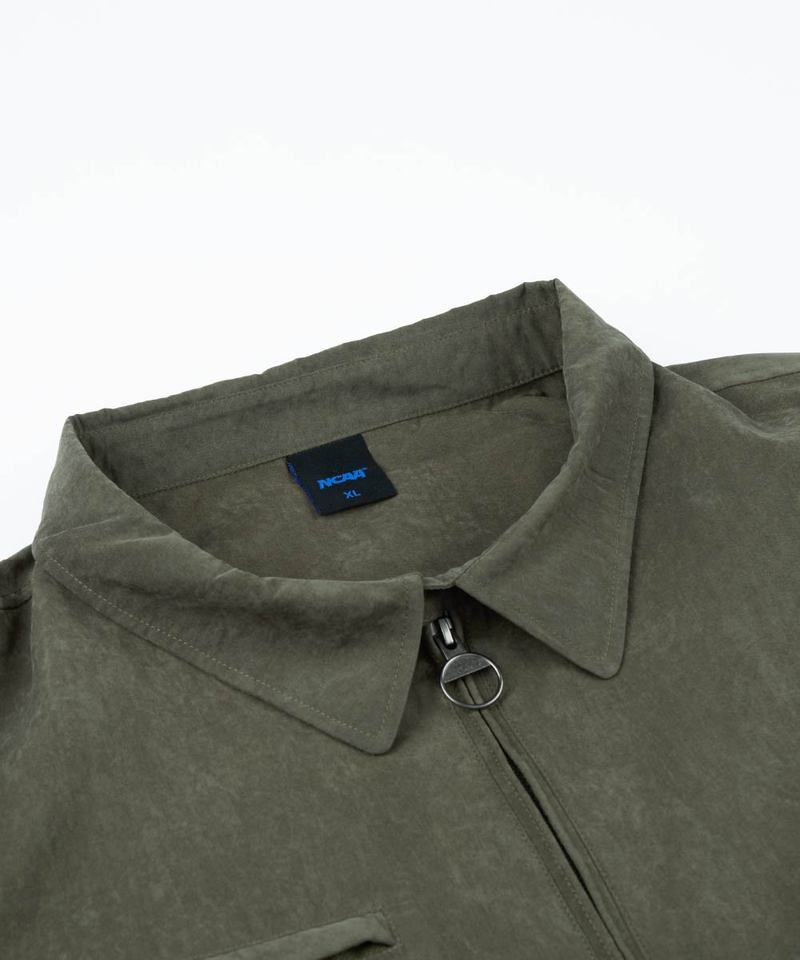 微落肩麂皮哈靈頓外套