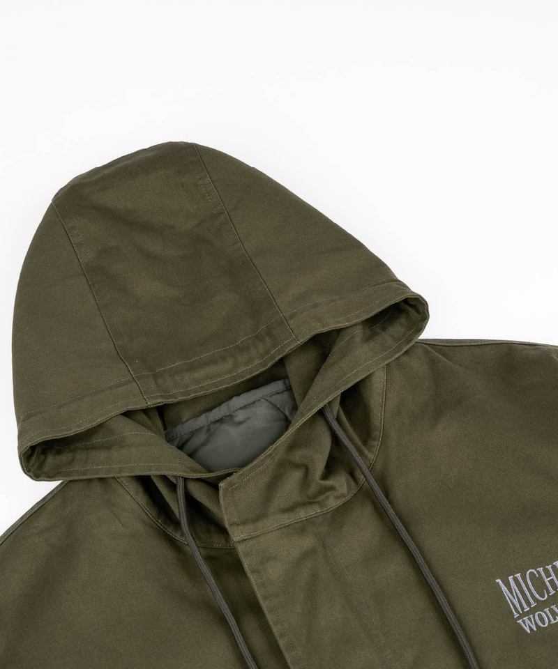 落肩兩穿式連帽大衣