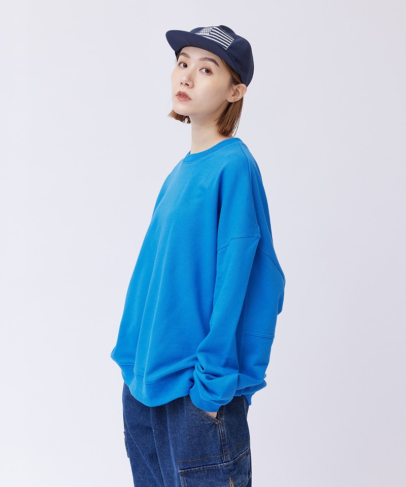 Oversized寬鬆多色圓領大學Tee