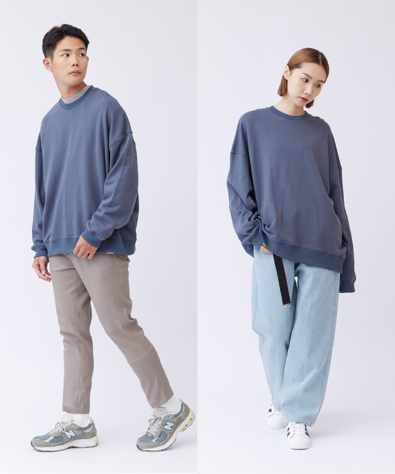 Oversized寬鬆多色圓領大學Tee