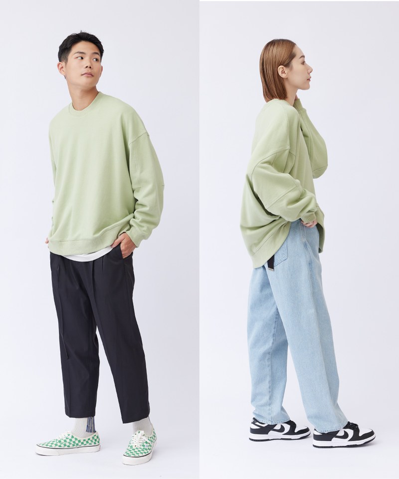 Oversized寬鬆多色圓領大學Tee