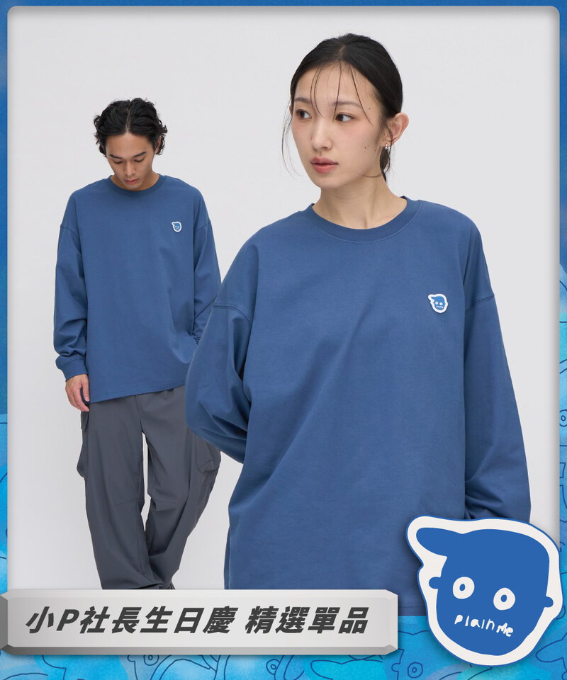 小P社長logo多色長袖鬆身TEE