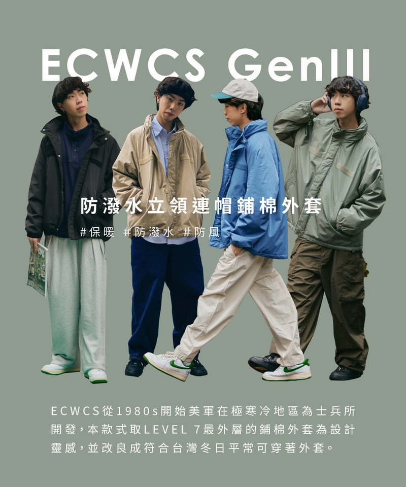防潑水立領連帽鋪棉外套