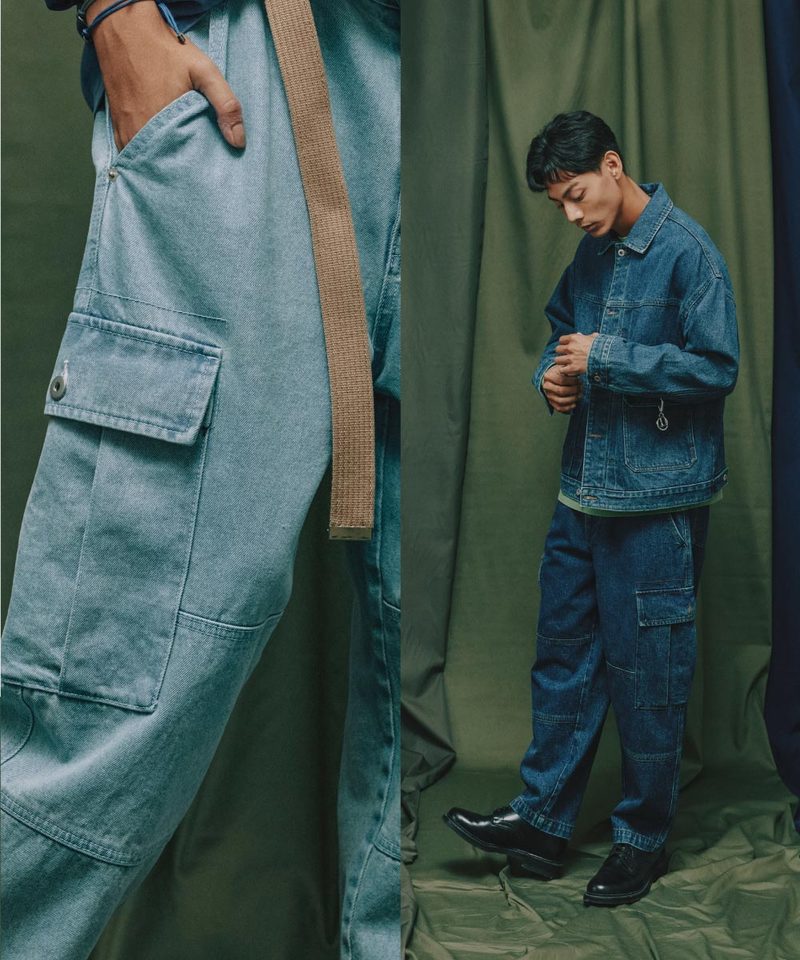 丹寧繭型口袋長褲