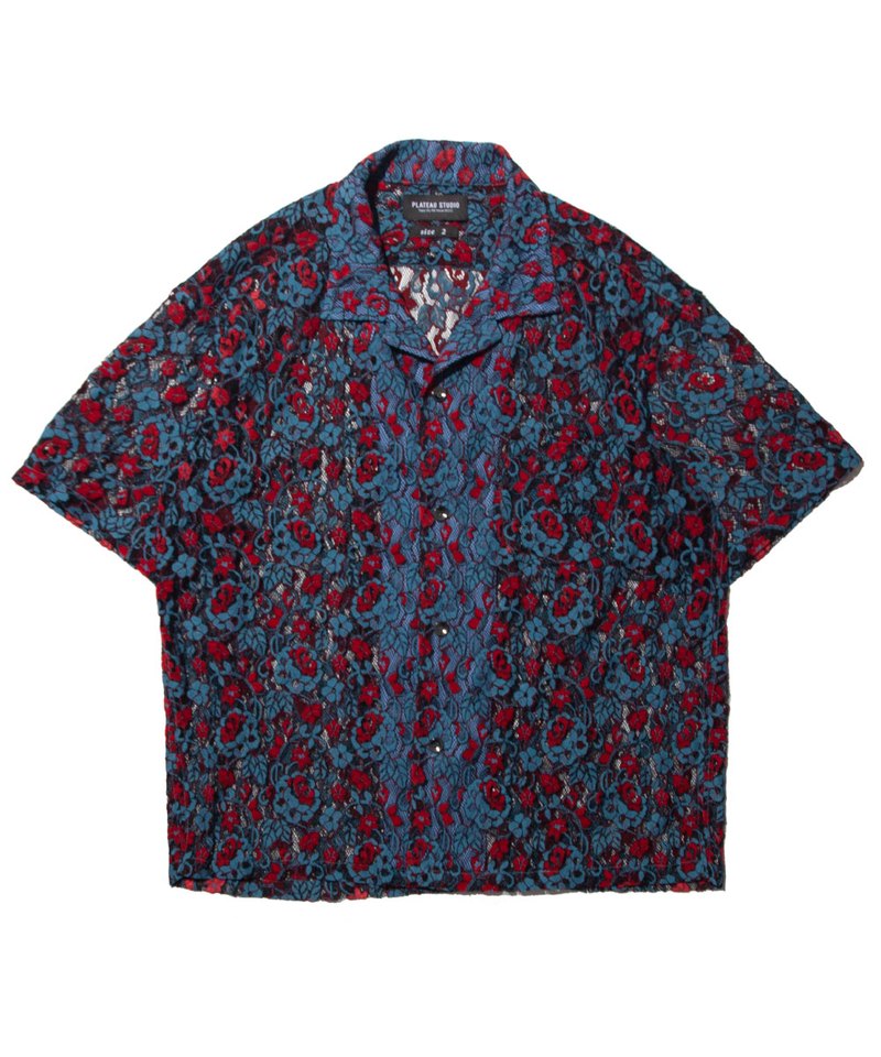 蕾絲短袖襯衫 neon lace shirt