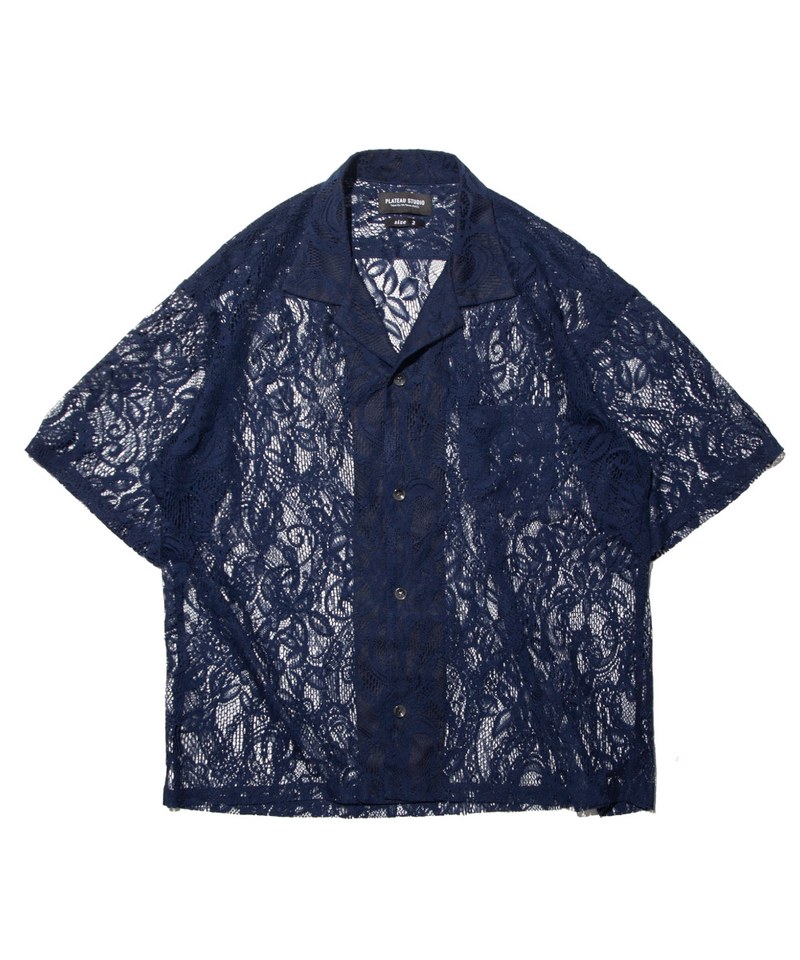 蕾絲短袖襯衫 floral lace shirt