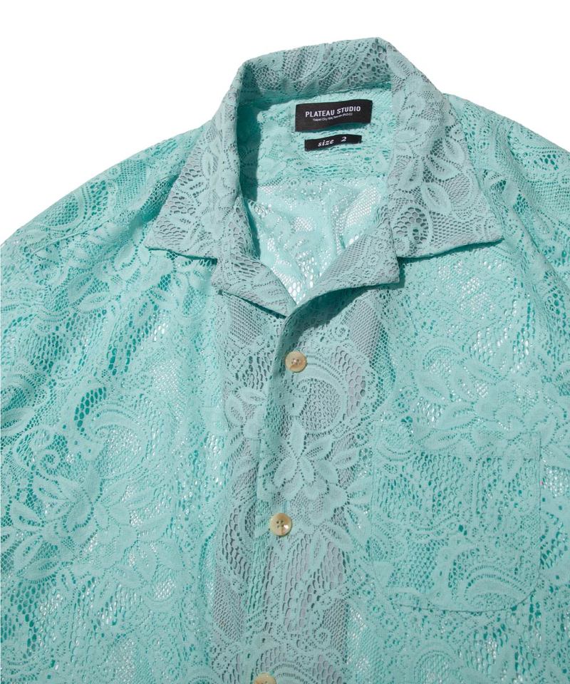 蕾絲短袖襯衫 floral lace shirt