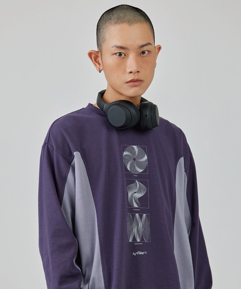 拼接長袖上衣 Paneled Long-Sleeve T