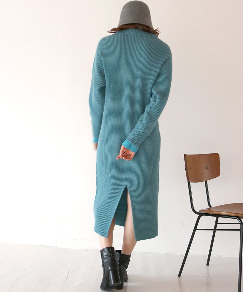 高領拉鍊針織洋裝
