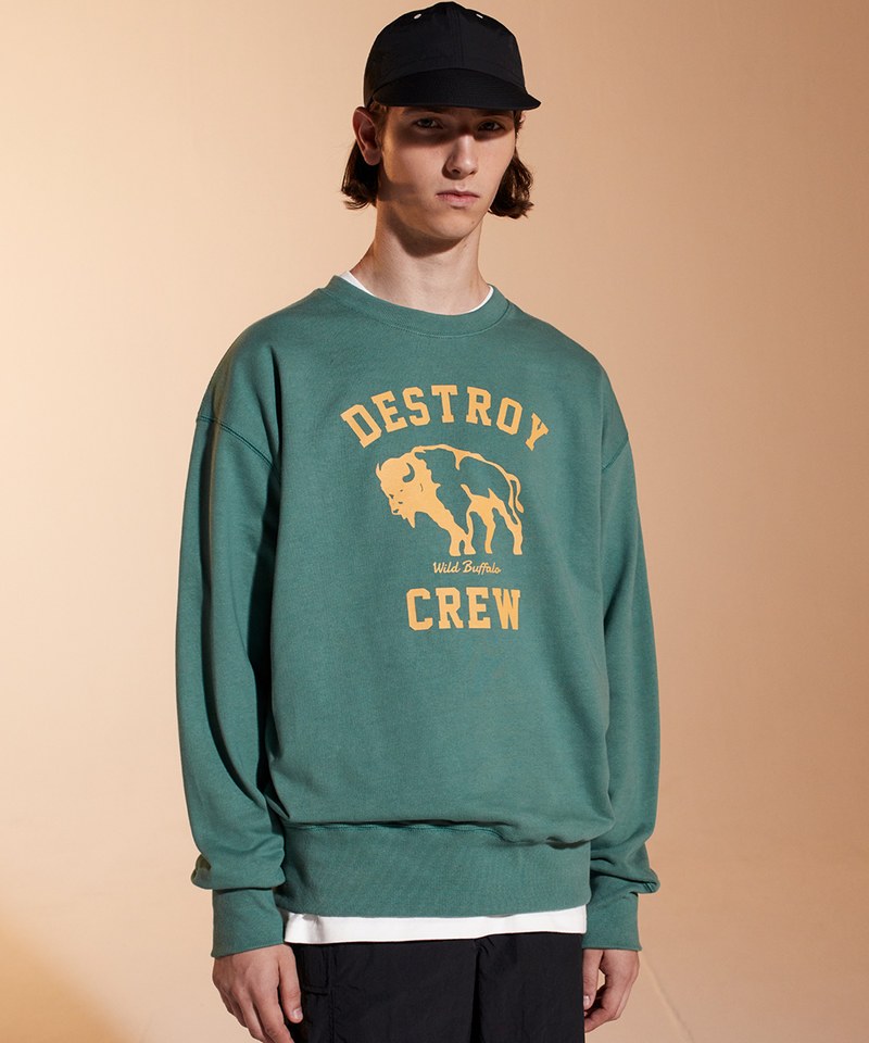 野牛印花長袖大學Tee destroy buffalo sweatshirts