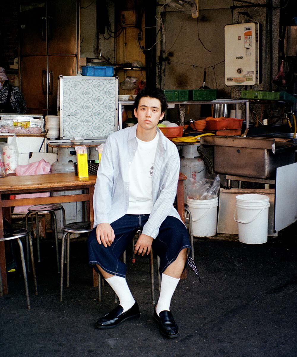拼接打褶直條襯衫 PANELLED STRIPE SHIRT