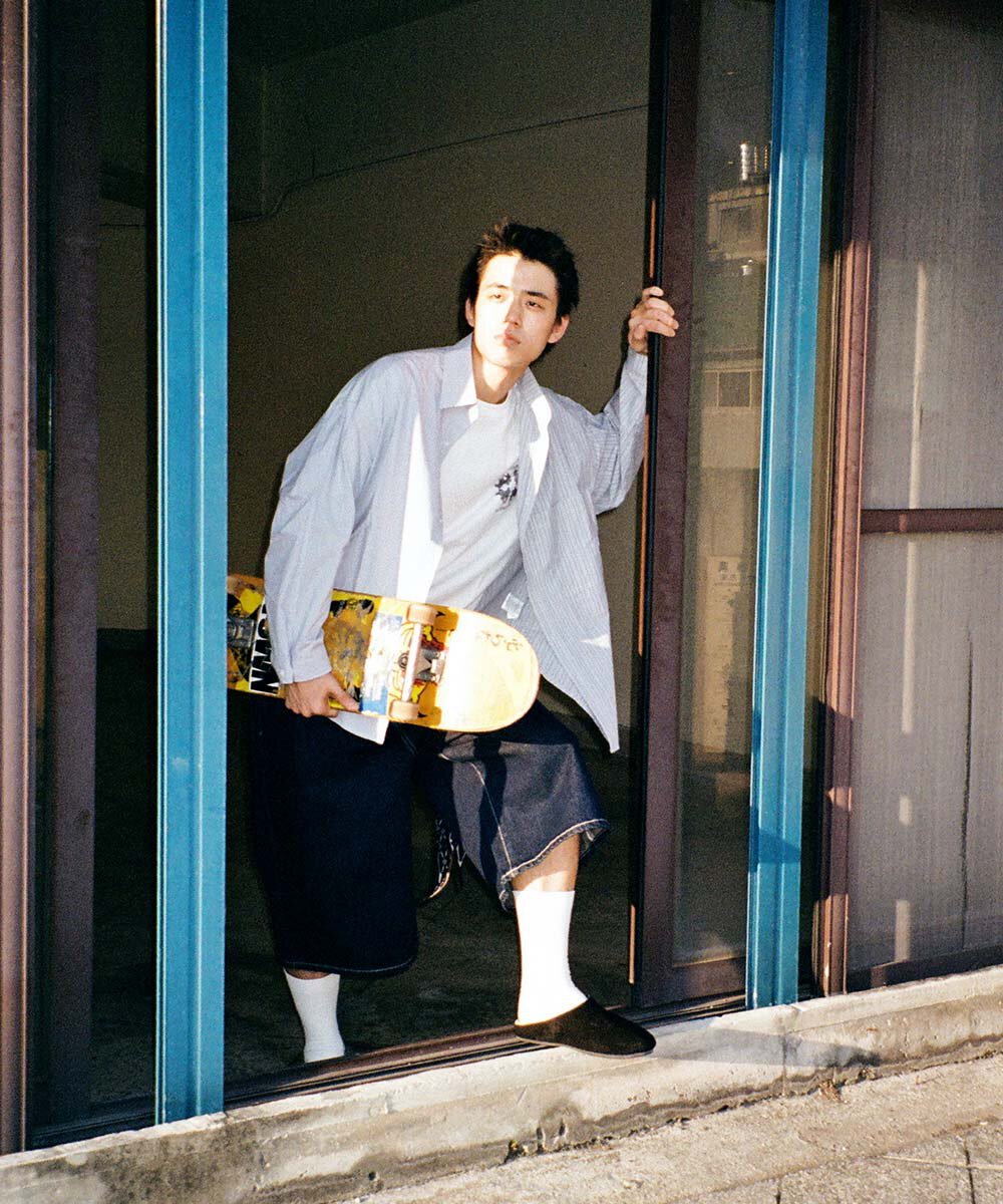 拼接打褶直條襯衫 PANELLED STRIPE SHIRT