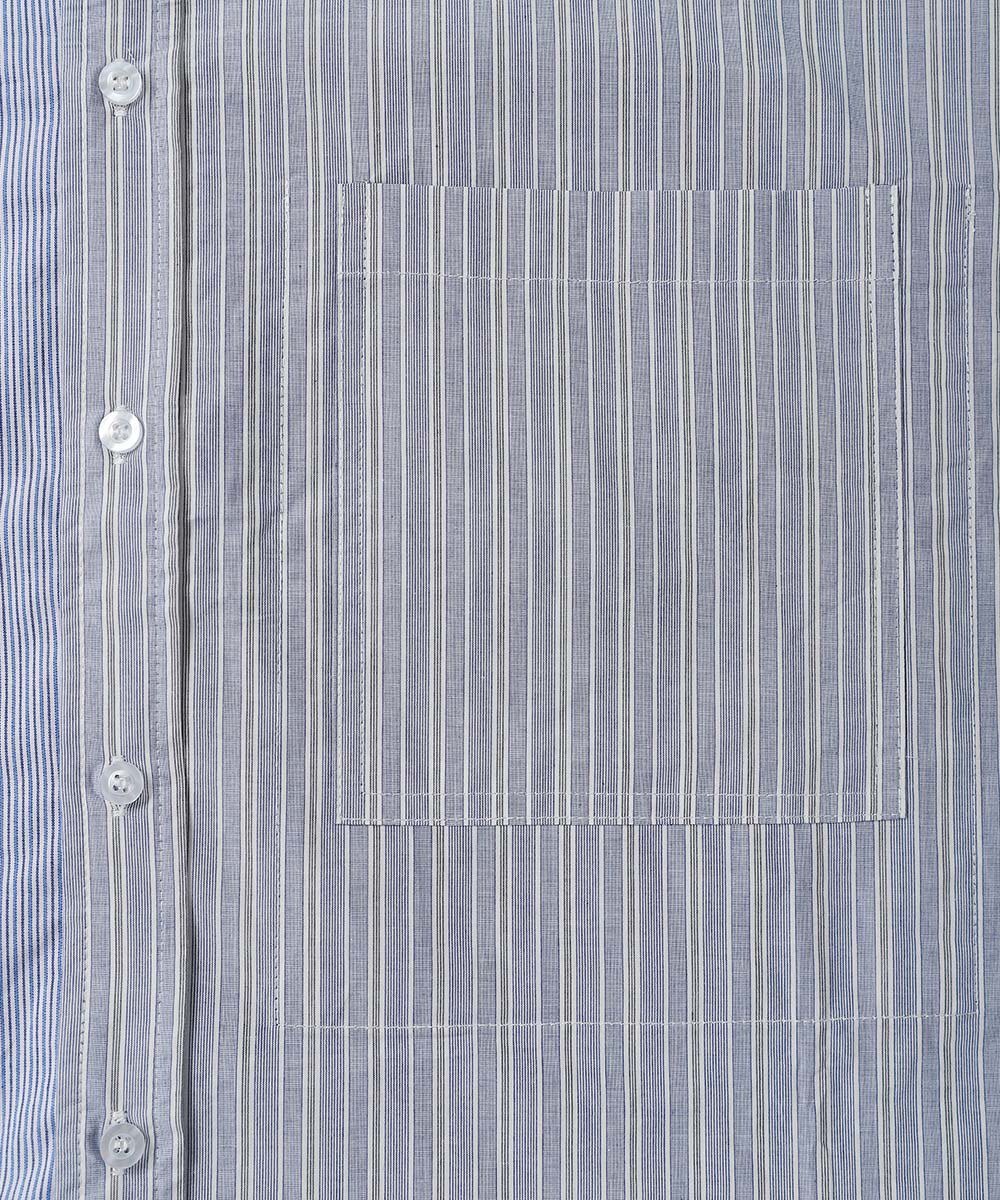 拼接打褶直條襯衫 PANELLED STRIPE SHIRT