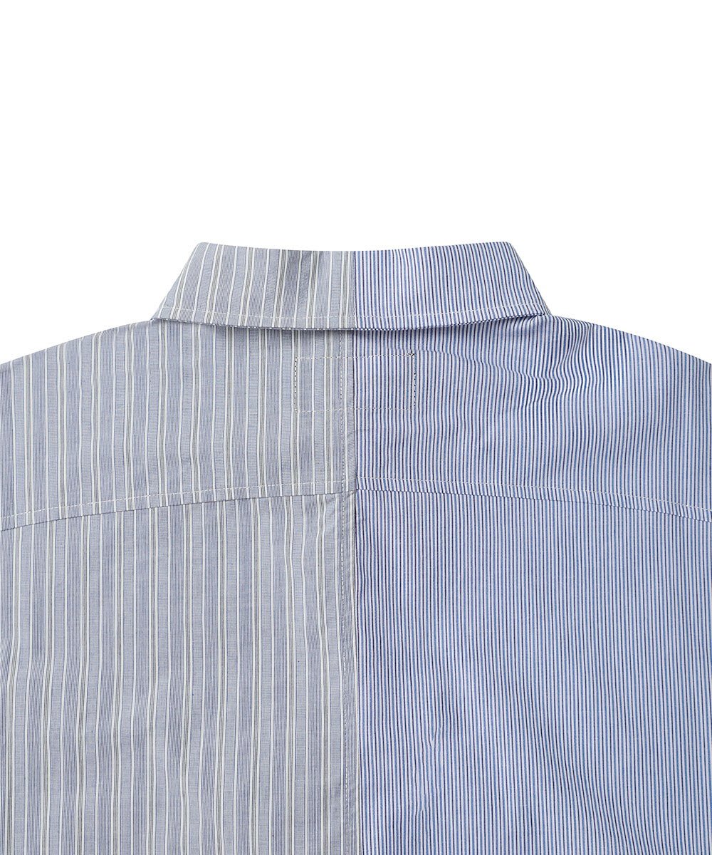 拼接打褶直條襯衫 PANELLED STRIPE SHIRT