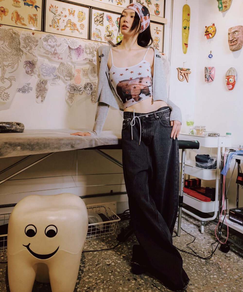 ESSENCE X SIC LEE RAW HEM BAGGY JEANS