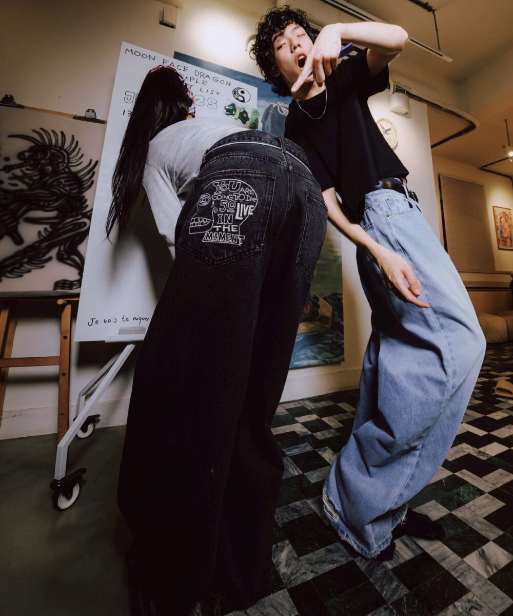 ESSENCE X SIC LEE RAW HEM BAGGY JEANS