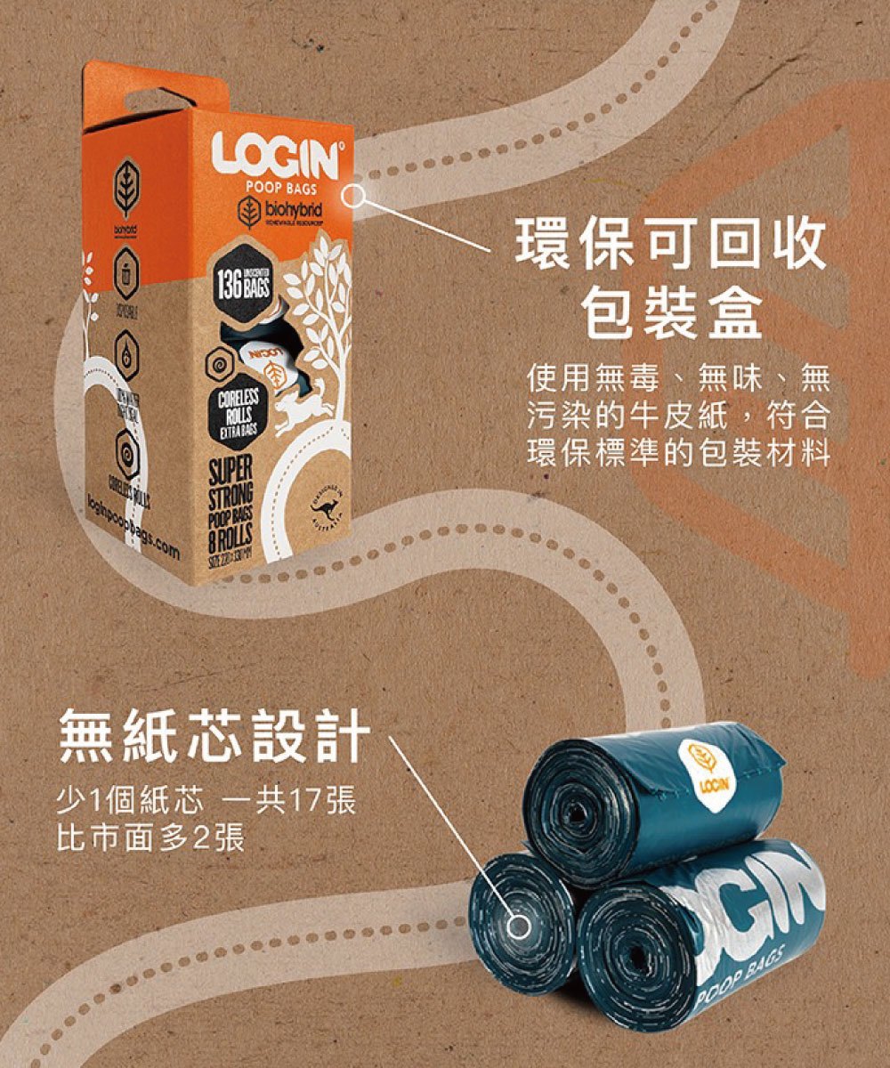 澳洲 LOGIN 洛格環保可降解拾便袋 33＊22cm