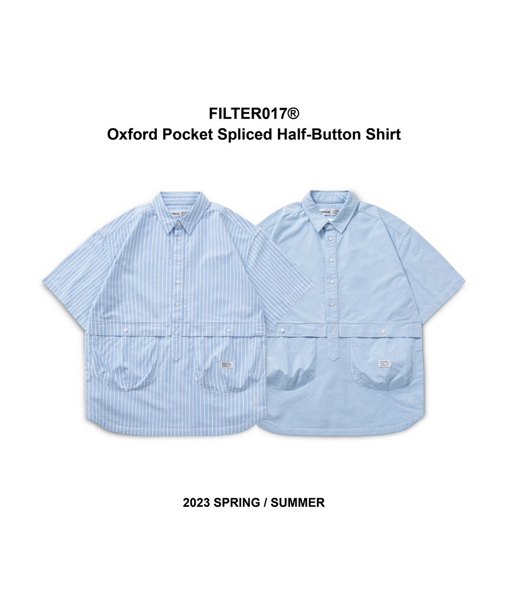 牛津拼接半開襟短袖襯衫 Oxford Pocket Spliced Half-Button shirt