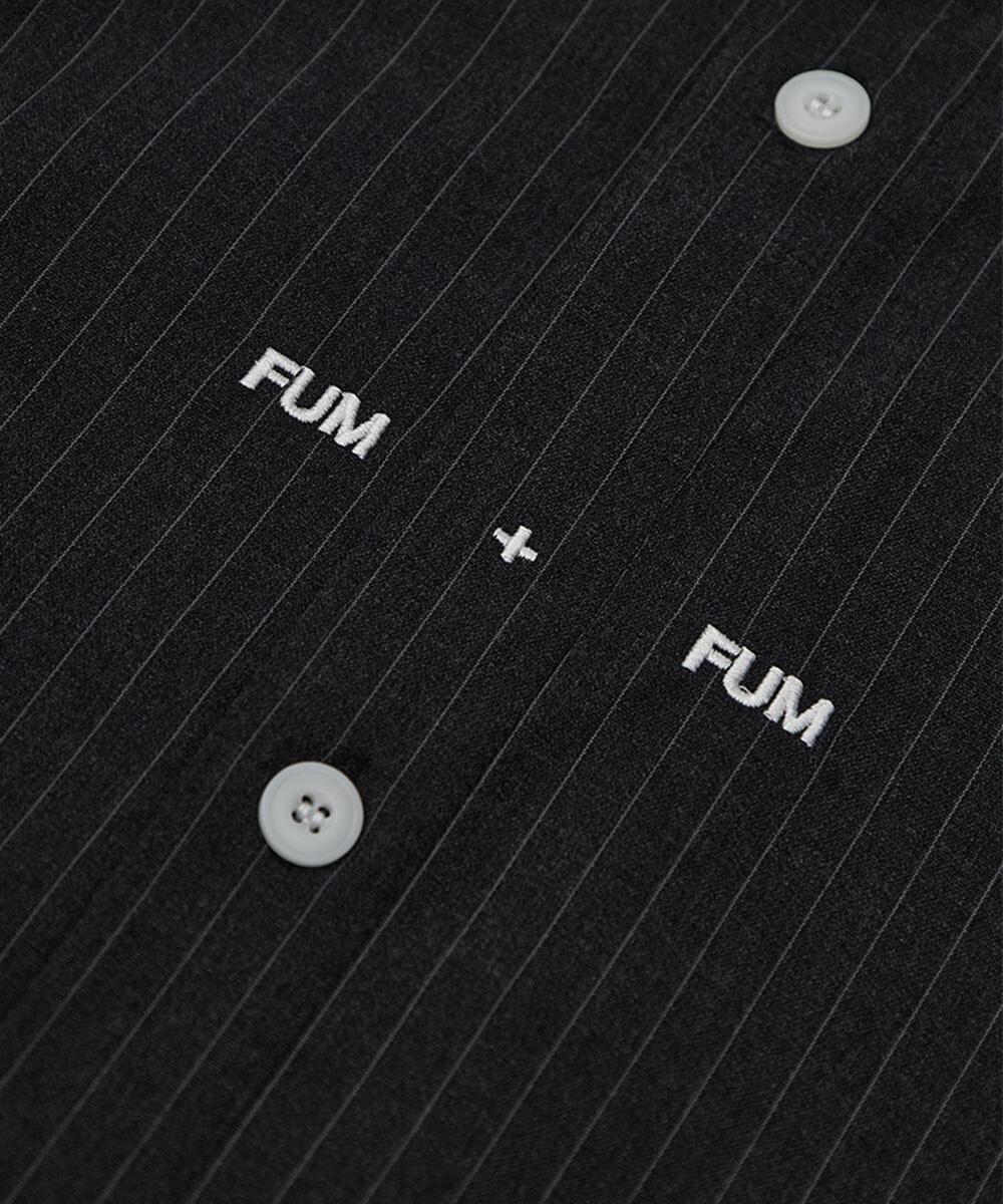 FUM圓領深灰條子恤衫