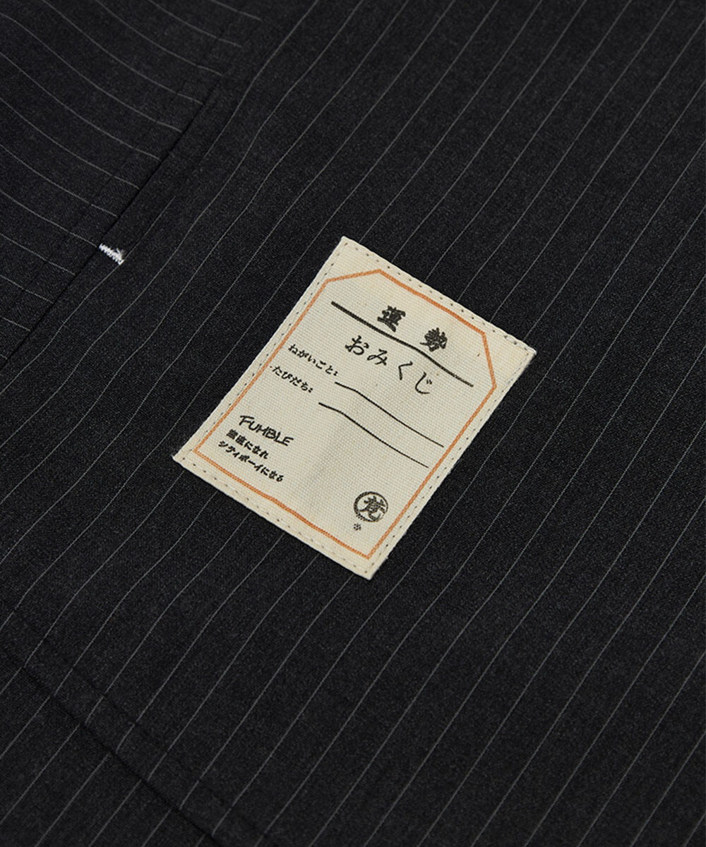 FUM圓領深灰條子恤衫