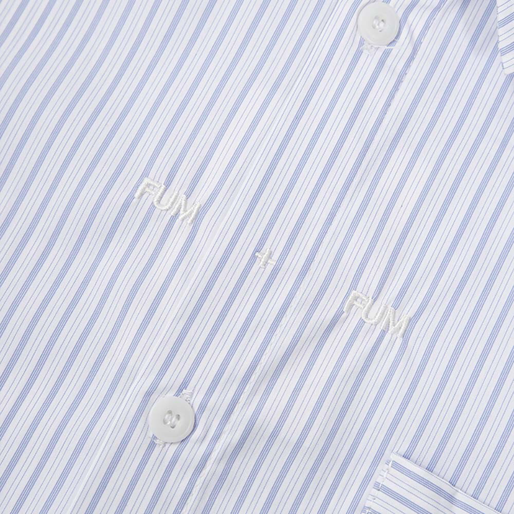 藍白拼接條子恤衫