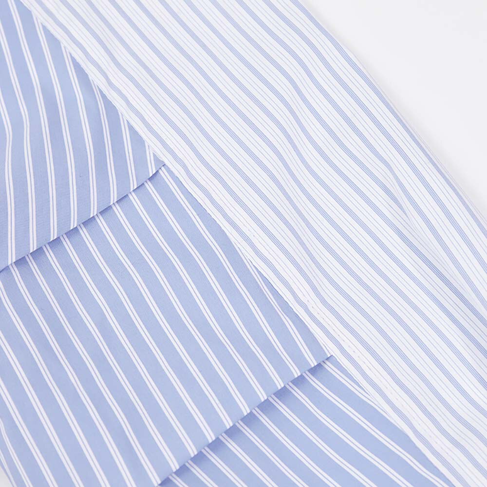 藍白拼接條子恤衫