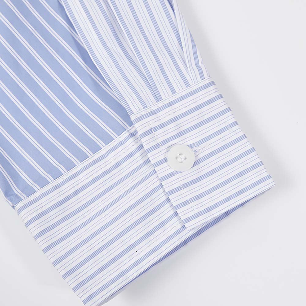 藍白拼接條子恤衫