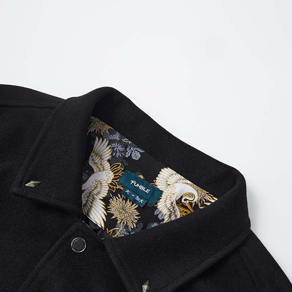 東京散步白鶴皮拼袖棒球外套