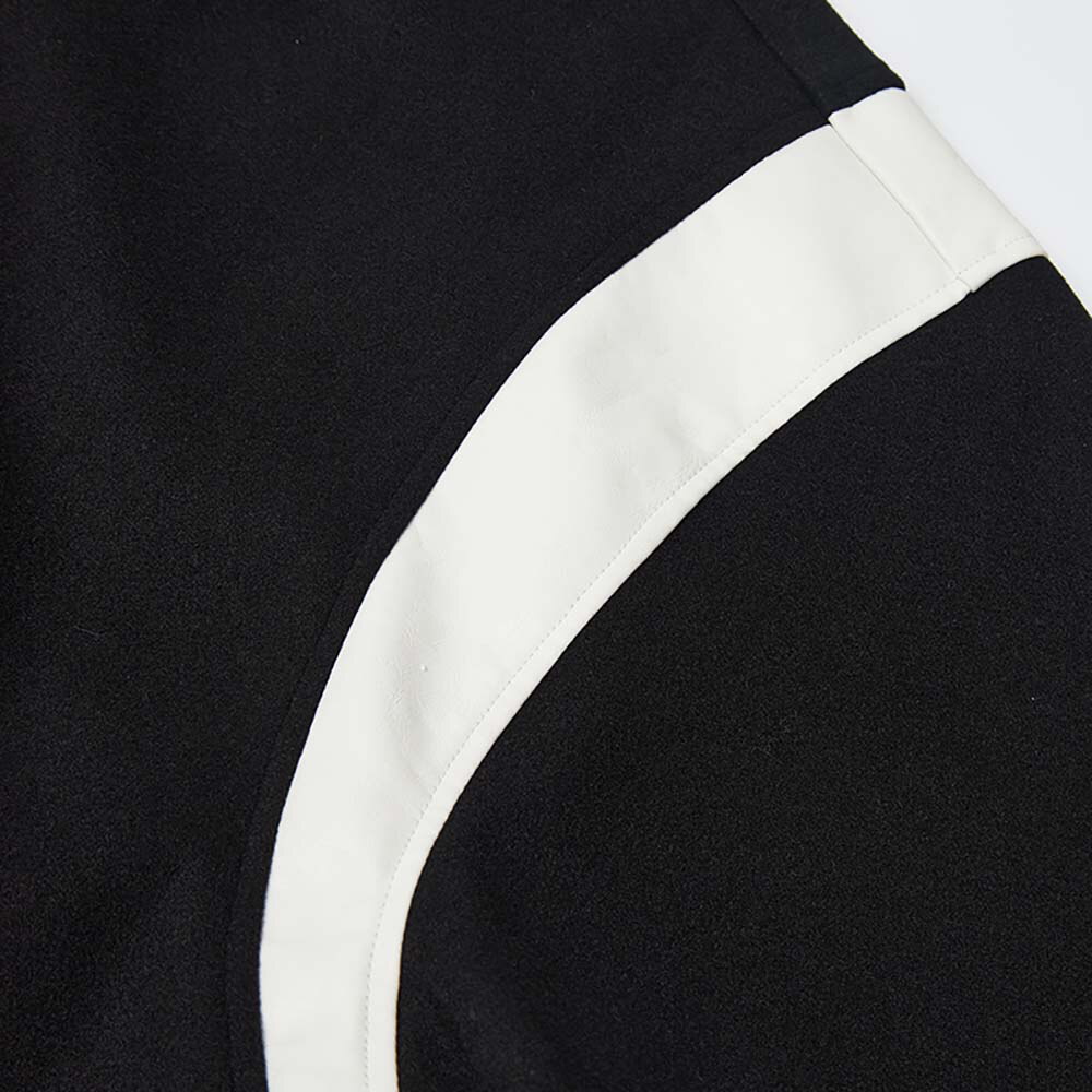 東京散步白鶴皮拼袖棒球外套