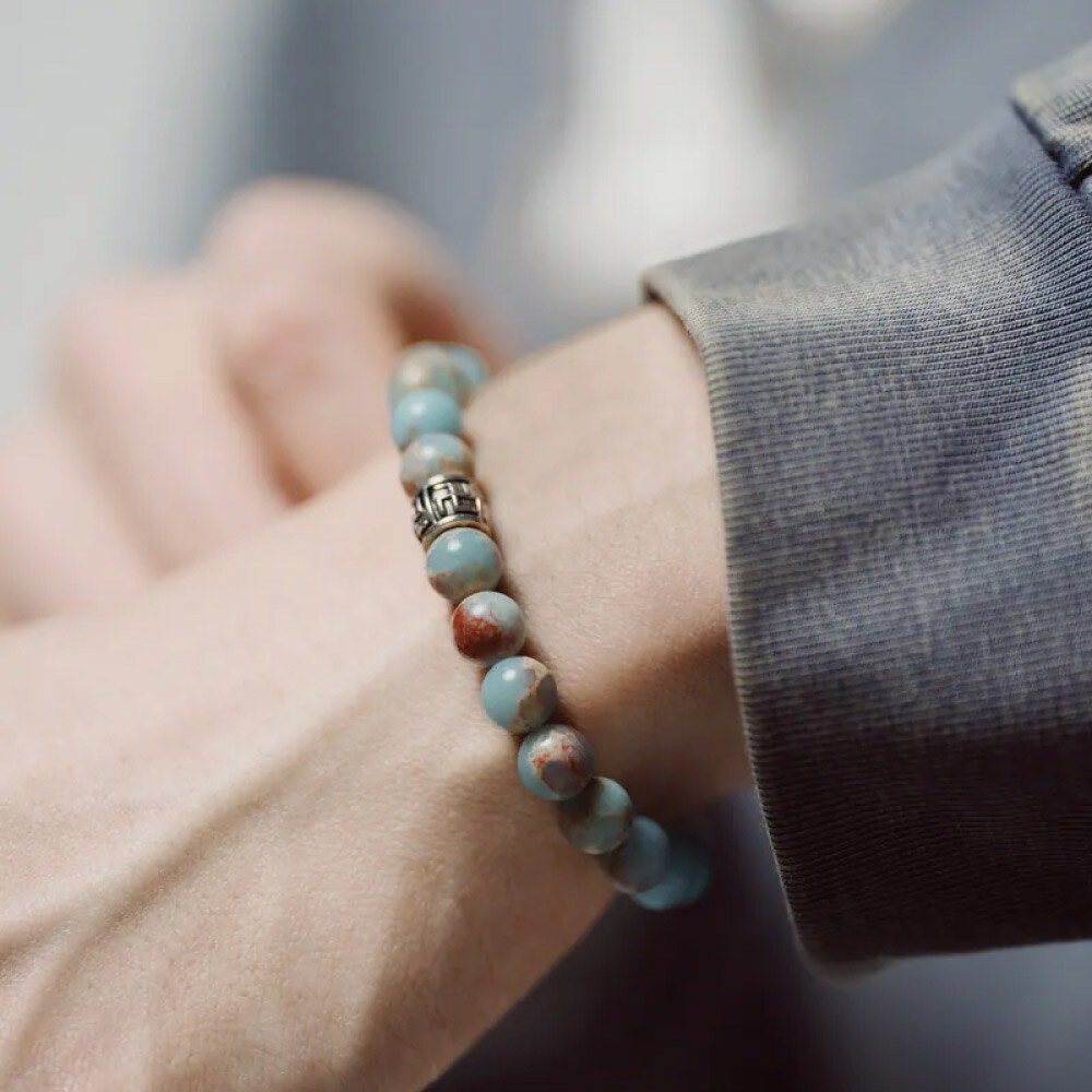 海藍蛇皮合成珠鍊 藍