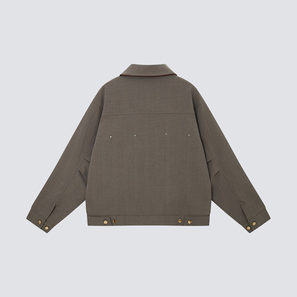 短版魚骨紋工裝外套