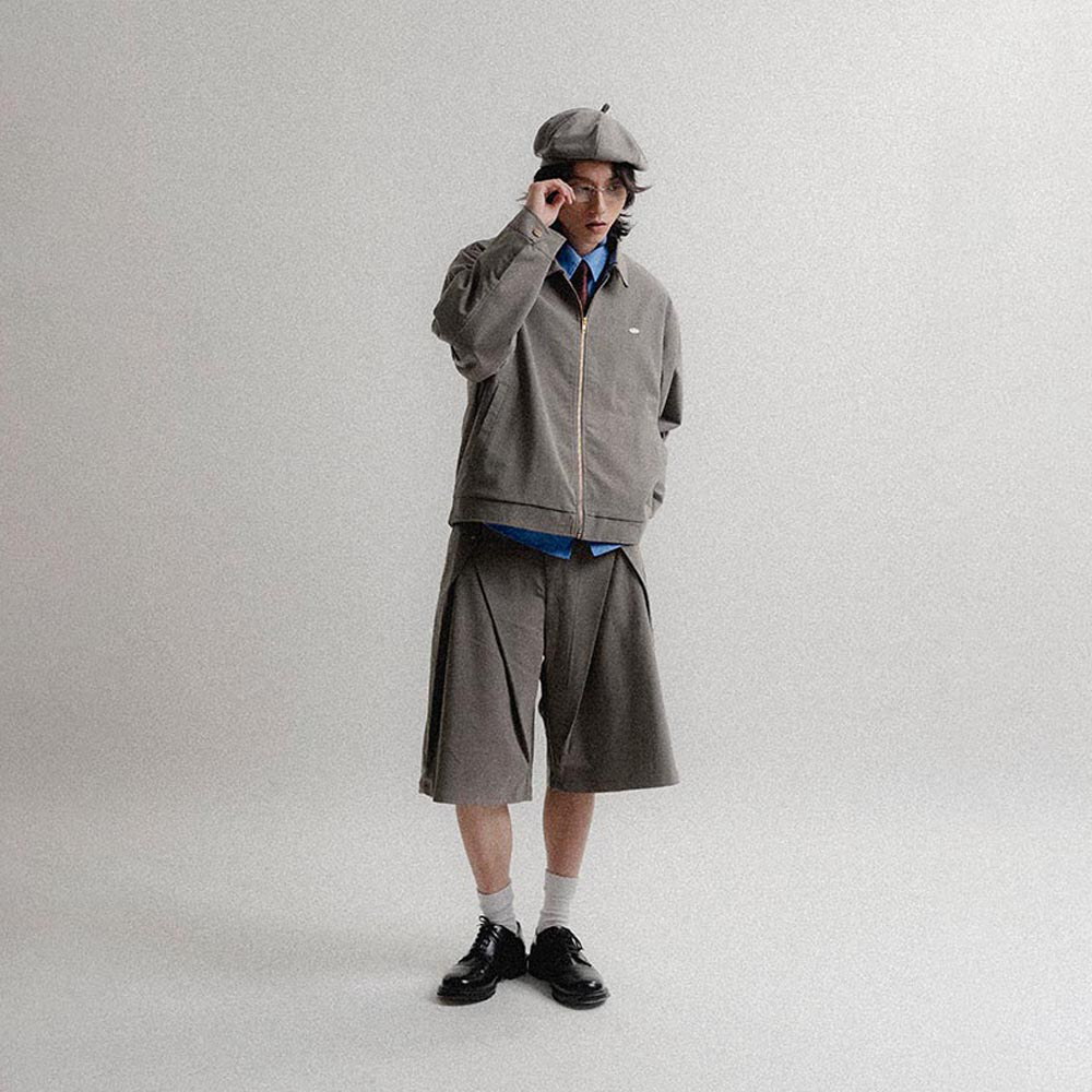 短版魚骨紋工裝外套