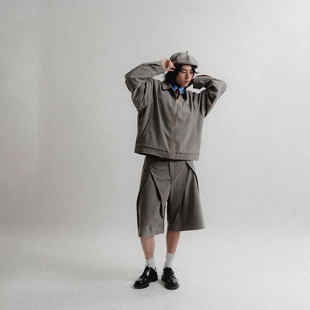 樸梵西裝魚骨紋6分褲