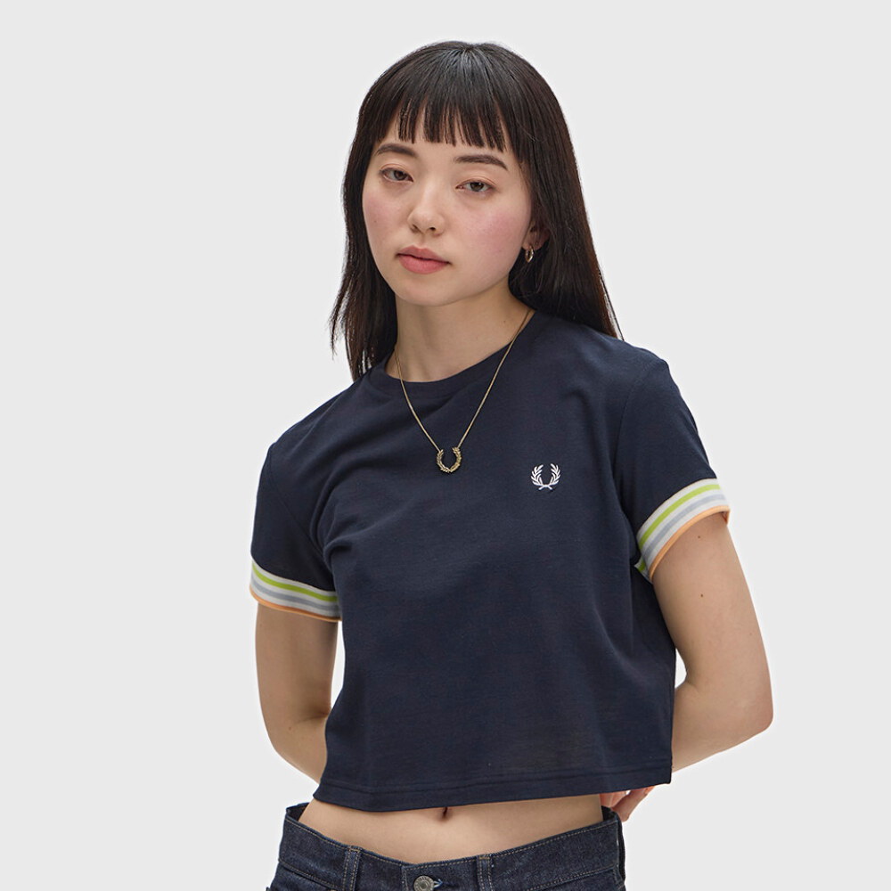 袖口撞色條紋棉質上衣