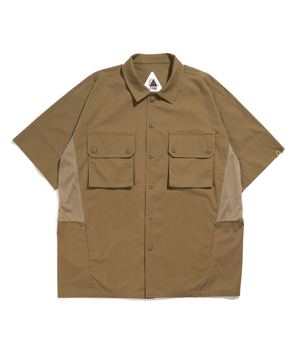 側邊拼接襯衫 Mesh Relax Shirt