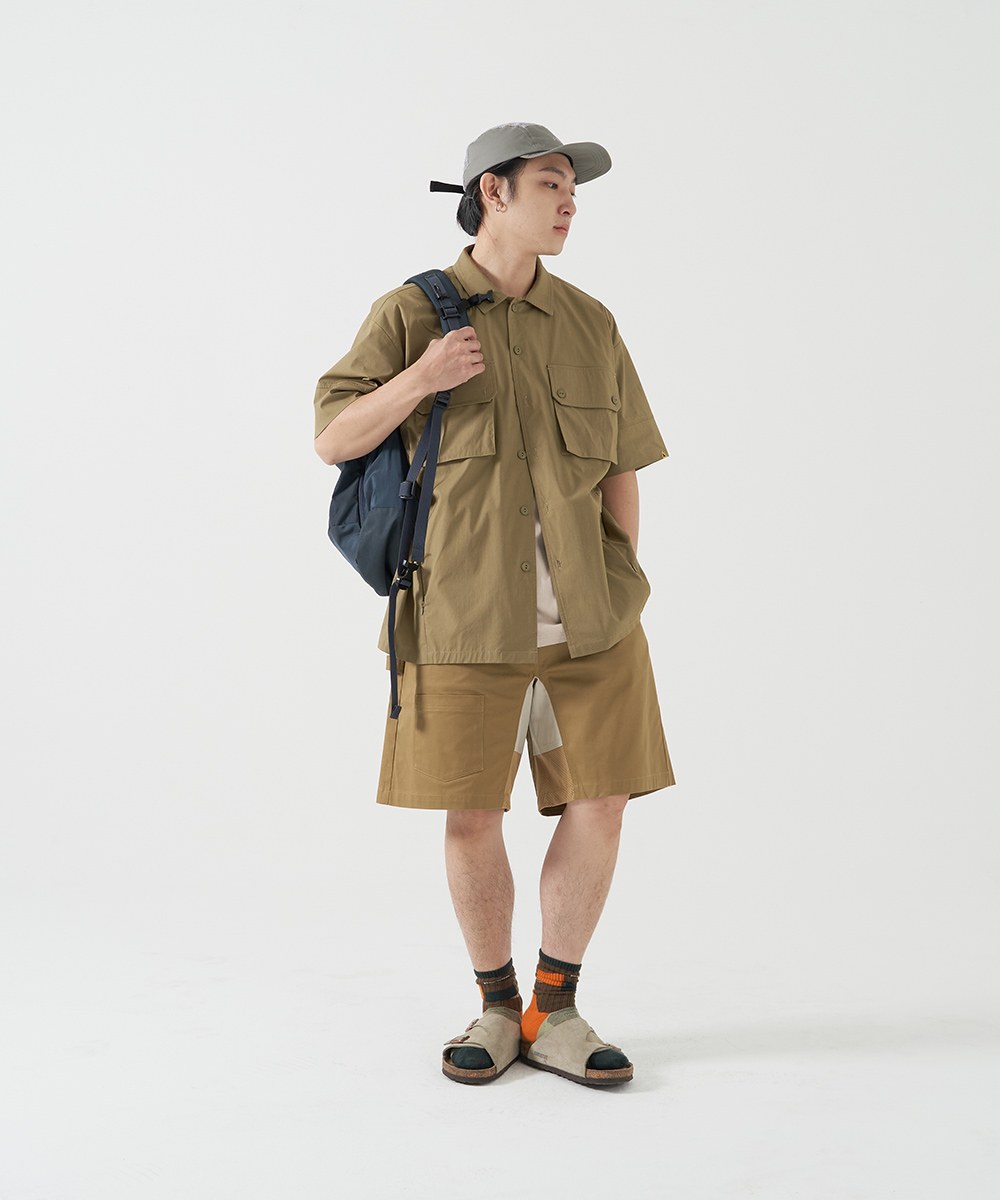 側邊拼接襯衫 Mesh Relax Shirt
