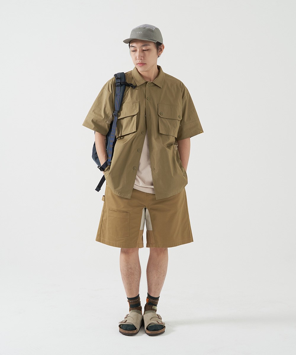 側邊拼接襯衫 Mesh Relax Shirt