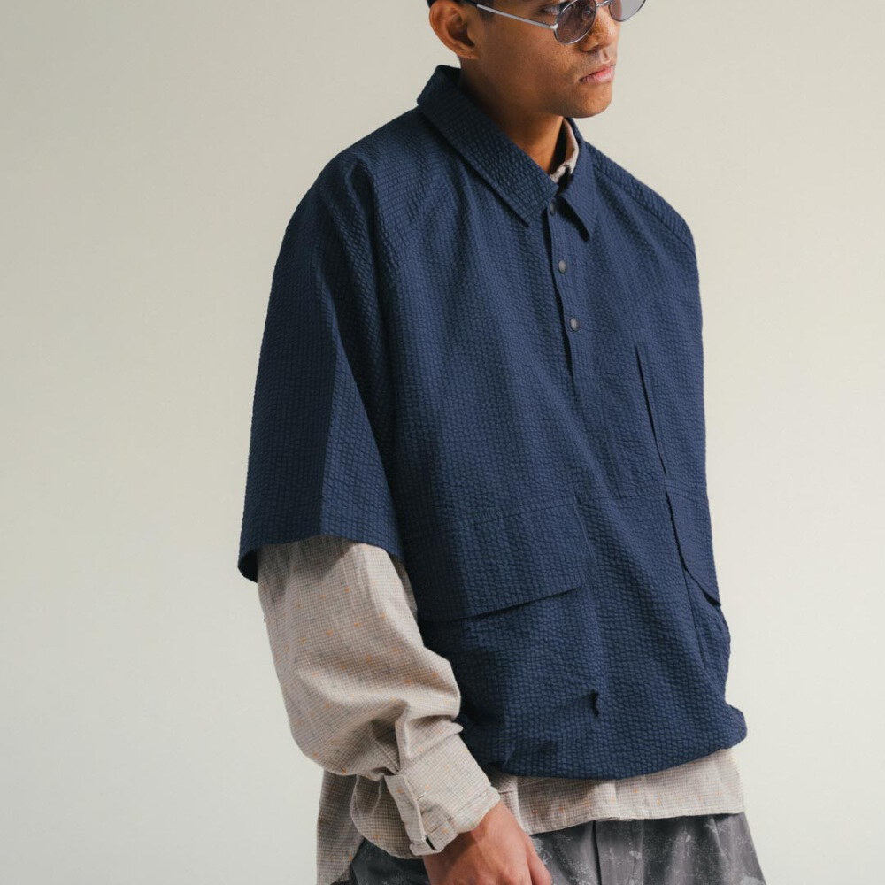 泡泡紗寬版襯衫 Raglan Easy Overshirt