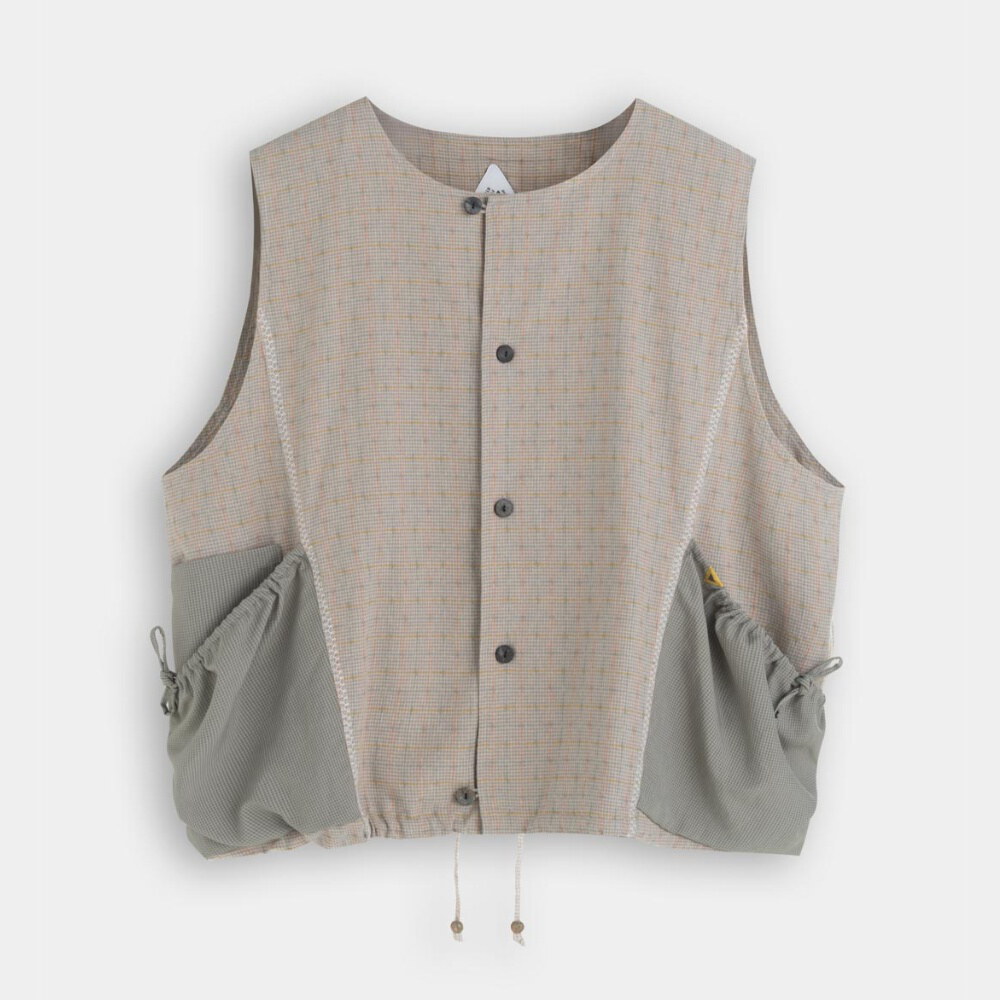無領拼接背心 Collarless Patchwork Vest