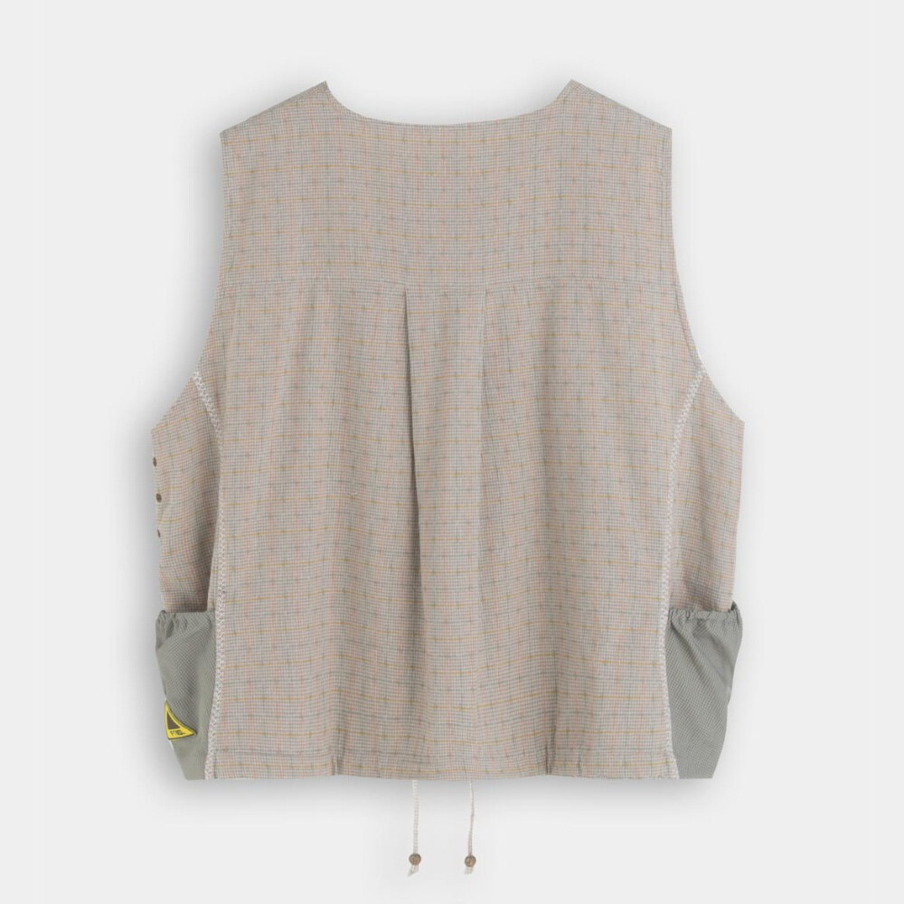 無領拼接背心 Collarless Patchwork Vest